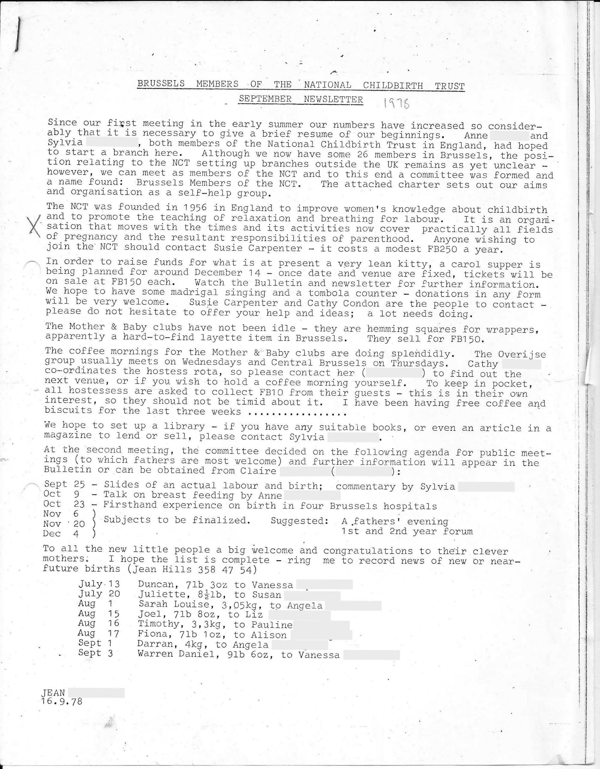 BCT newsletter 1978