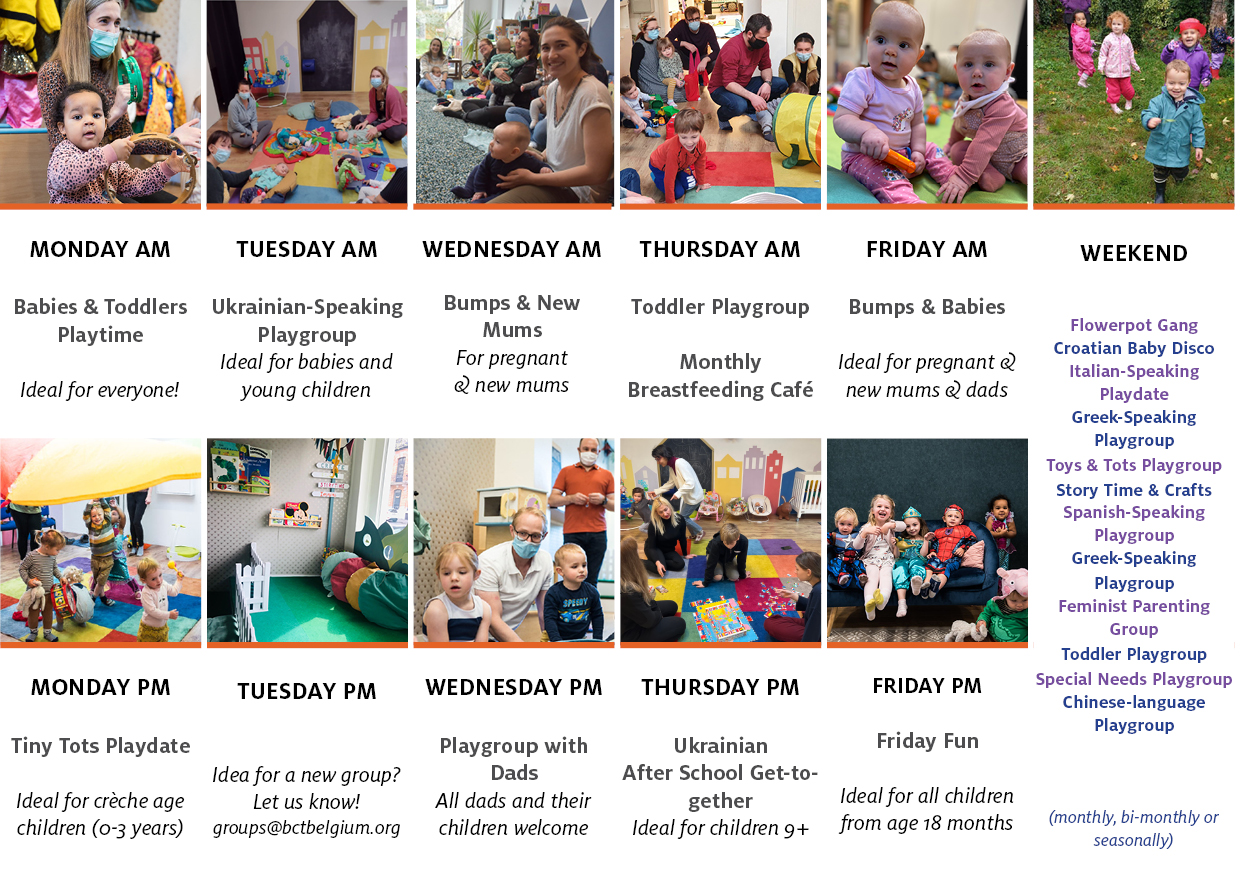 BCT Clubhouse playgroup schedule April 2022